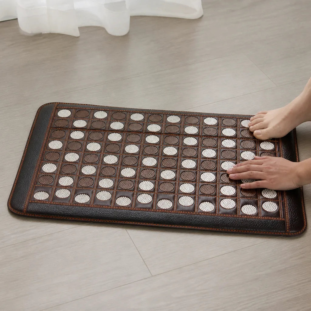 New Tourmaline Pad Natural Jade Massage Acupressure Pad Electric Infrared Heated Pu Seat for Relaxing Back Leg Muscles