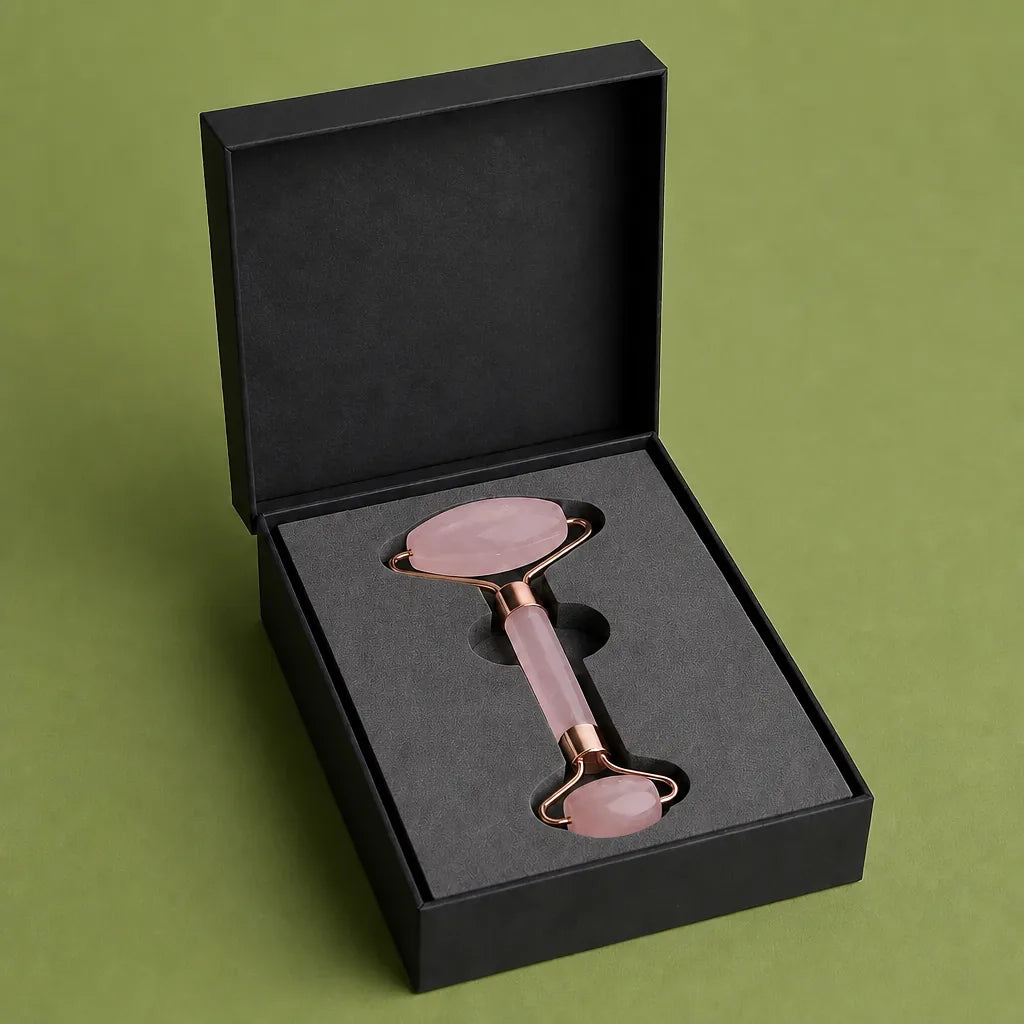 Rouleau De Massage Facial En Quartz Rose