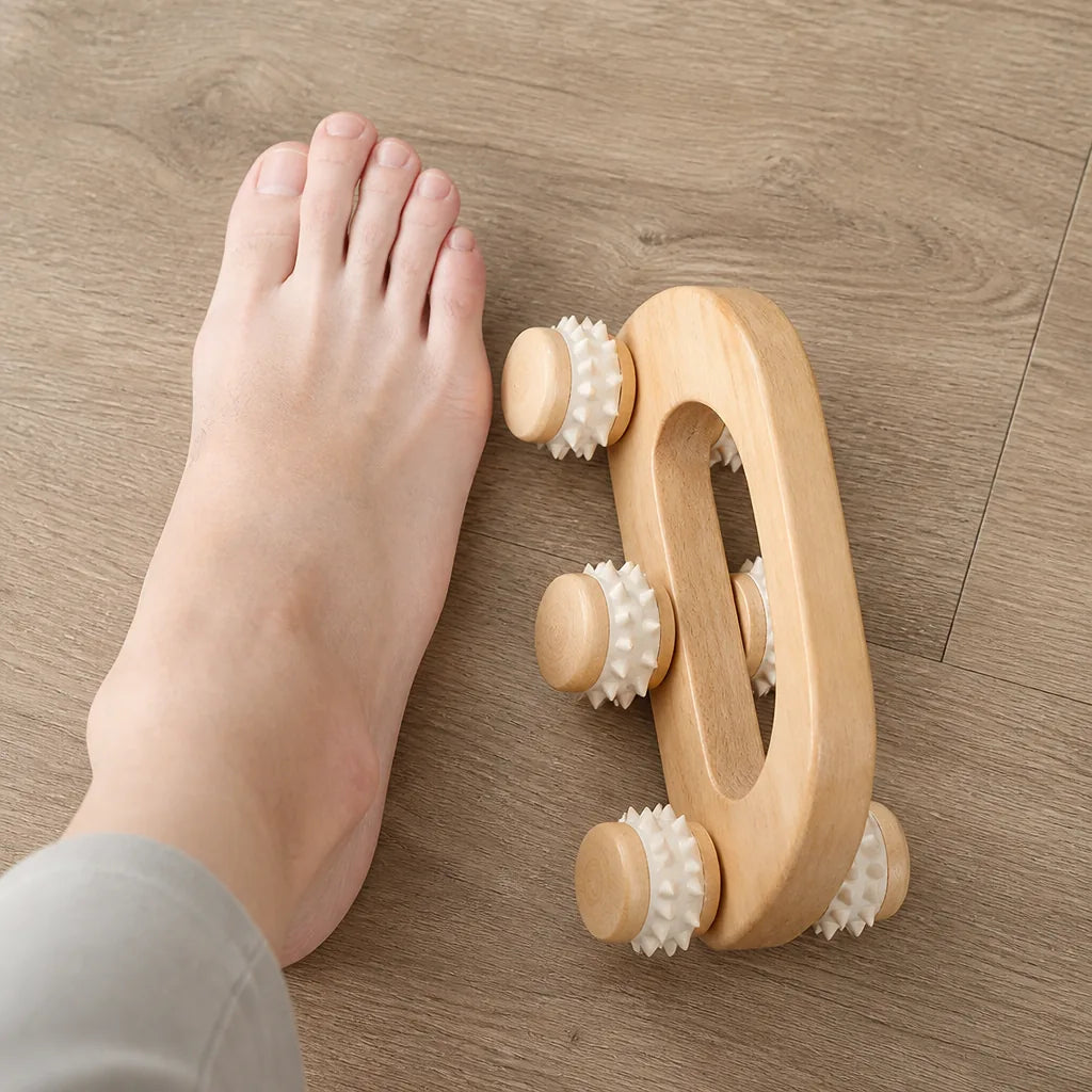 Wooden Massage Roller Tool Manual Skin Scraping Face Massager Wood Back Massage Roller for Neck Leg Deep Tissue Muscle Massager